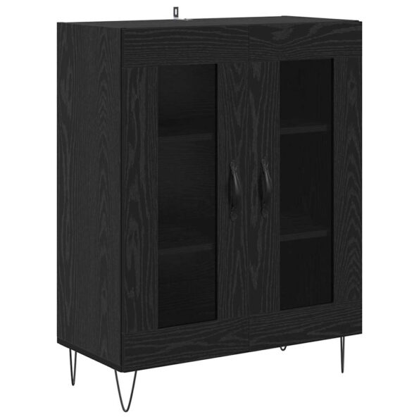 vidaXL Highboard 2 pcs Čierny dub Konštrukčné drevo a sklo – Obrázok 6