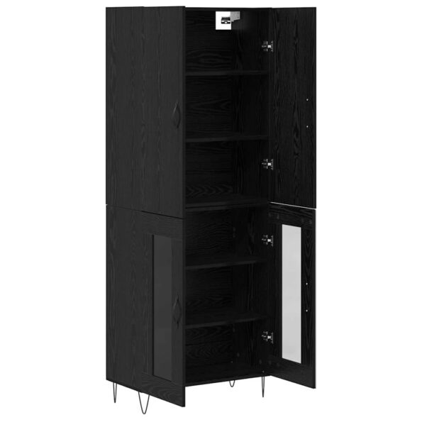 vidaXL Highboard 2 pcs Čierny dub Konštrukčné drevo a sklo – Obrázok 7