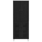 vidaXL Highboard 2 pcs Čierny dub Konštrukčné drevo a sklo – Obrázok 8