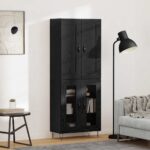 vidaXL Highboard Čierny dub 69,5 x 34 x 180 cm Kompozitné drevo