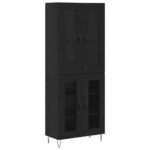 vidaXL Highboard Čierny dub 69,5 x 34 x 180 cm Kompozitné drevo – Obrázok 2