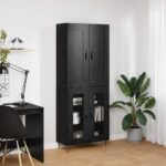 vidaXL Highboard Čierny dub 69,5 x 34 x 180 cm Kompozitné drevo – Obrázok 4