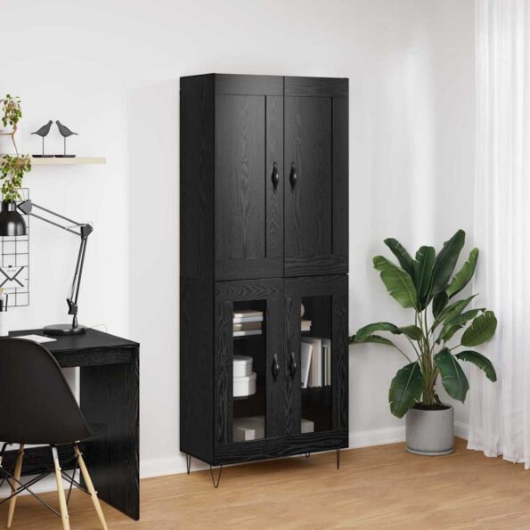 vidaXL Highboard Čierny dub 69,5 x 34 x 180 cm Kompozitné drevo – Obrázok 4