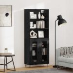 vidaXL Highboard 2 pcs Čierny dub Kompozitné drevo