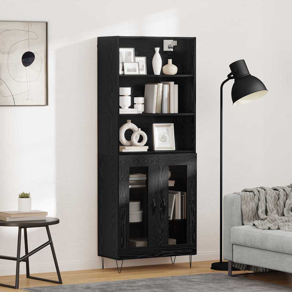 3403173_1.jpg vidaXL Highboard 2 pcs Čierny dub Kompozitné drevo – Obrázok 1