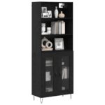 vidaXL Highboard 2 pcs Čierny dub Kompozitné drevo – Obrázok 3