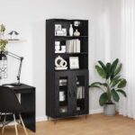 vidaXL Highboard 2 pcs Čierny dub Kompozitné drevo – Obrázok 4