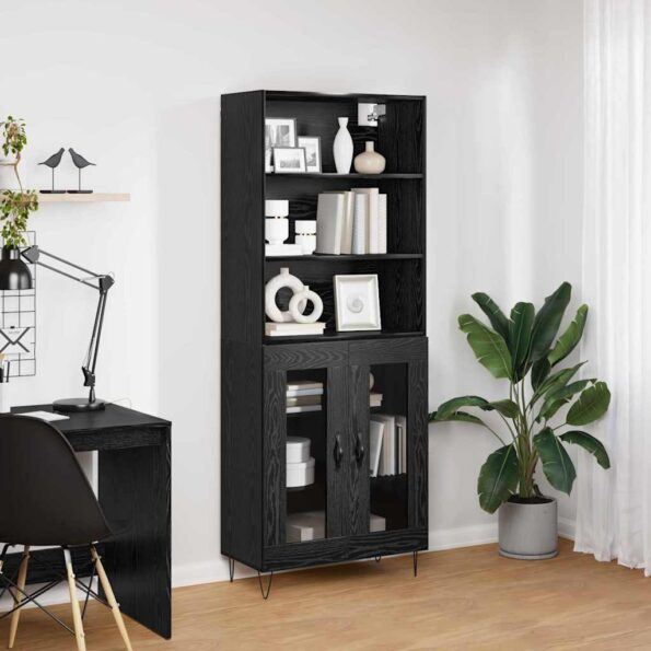 vidaXL Highboard 2 pcs Čierny dub Kompozitné drevo – Obrázok 4