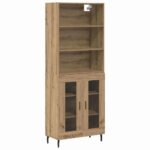 vidaXL Highboard Remeselný dub 69,5 x 34 x 180 cm – Obrázok 2