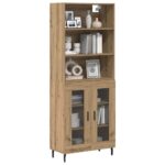 vidaXL Highboard Remeselný dub 69,5 x 34 x 180 cm – Obrázok 3