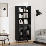 vidaXL Highboard Čierny dub 69,5 x 34 x 180 cm