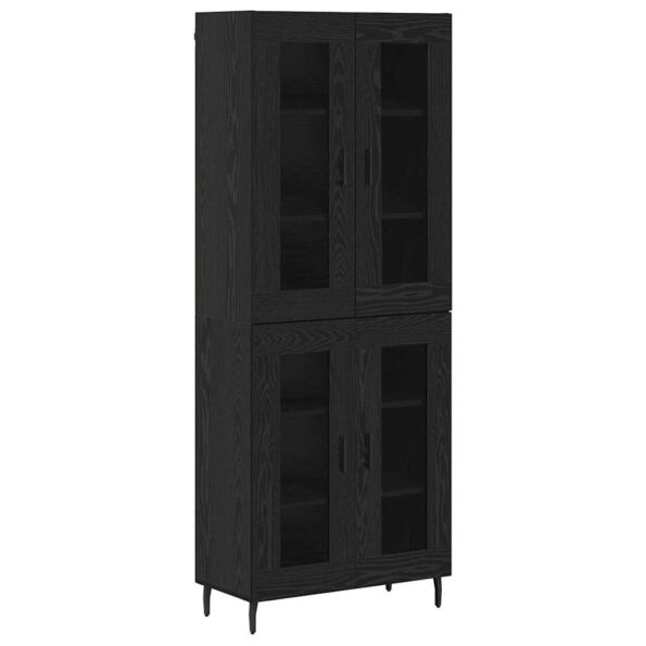 vidaXL Highboard 2 pcs Čierny dub Drevovláknitá doska a sklo – Obrázok 2