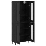 vidaXL Highboard 2 pcs Čierny dub Drevovláknitá doska a sklo – Obrázok 7