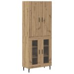 vidaXL Highboard Staré drevo 69,5 x 34 x 180 cm – Obrázok 2