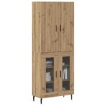vidaXL Highboard Staré drevo 69,5 x 34 x 180 cm – Obrázok 3