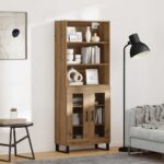 vidaXL Highboard Remeselný dub 69,5 x 34 x 180 cm Kompozitné drevo