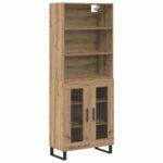 vidaXL Highboard Remeselný dub 69,5 x 34 x 180 cm Kompozitné drevo – Obrázok 2