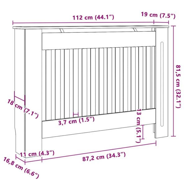 vidaXL Kryt radiátora 2 pcs Čierna 112 x 19 x 81.5 cm Kompozitné drevo – Obrázok 10