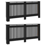 vidaXL Kryt radiátora 2 pcs Čierna 172 x 19 x 81.5 cm Kompozitné drevo – Obrázok 2
