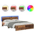 vidaXL Rám postele Staré drevo 140 x 190 cm Kompozitné drevo – Obrázok 2