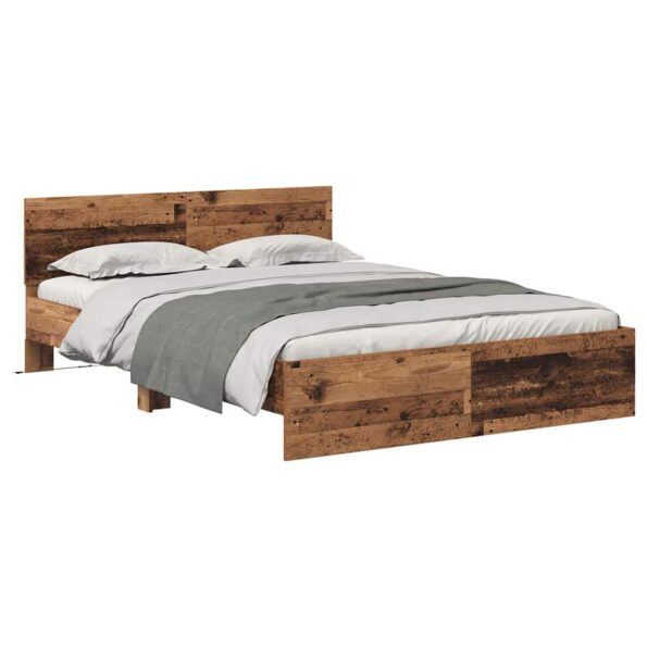 vidaXL Rám postele Staré drevo 140 x 190 cm Kompozitné drevo – Obrázok 3