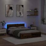 vidaXL Rám postele Staré drevo 135 x 190 cm Kompozitné drevo – Obrázok 4