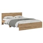 vidaXL Rám postele Remeselný dub 135 x 190 cm Kompozitné drevo – Obrázok 3