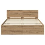 vidaXL Rám postele Remeselný dub 135 x 190 cm Kompozitné drevo – Obrázok 6