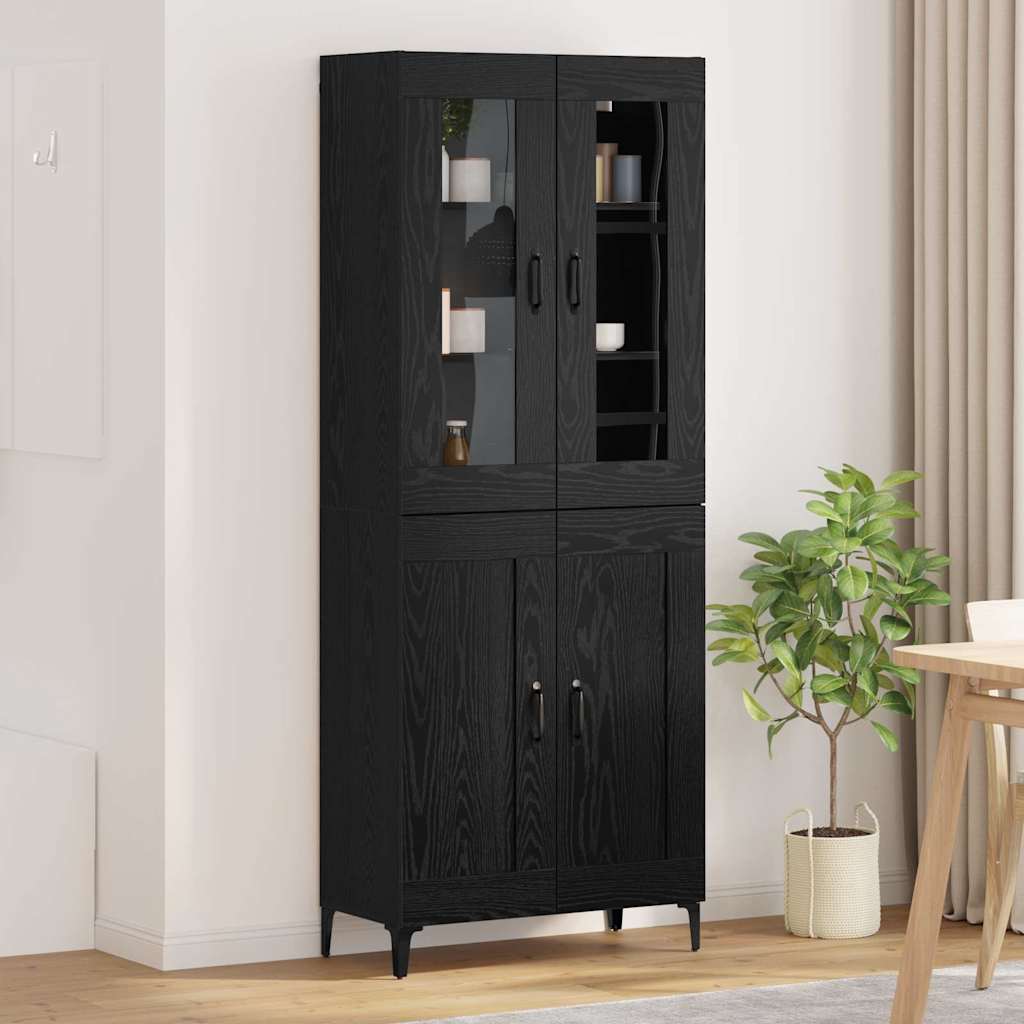 3403582_1.jpg vidaXL Highboard Čierny dub 69,5 x 34 x 180 cm Kompozitné drevo – Obrázok 1