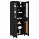 vidaXL Highboard Čierny dub 69,5 x 34 x 180 cm Kompozitné drevo – Obrázok 3