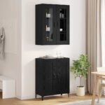 vidaXL Highboard Čierny dub 69,5 x 34 x 180 cm Kompozitné drevo – Obrázok 4