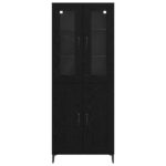 vidaXL Highboard Čierny dub 69,5 x 34 x 180 cm Kompozitné drevo – Obrázok 6