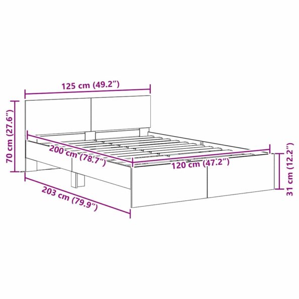 vidaXL Rám postele Remeselný dub 120 x 200 cm Kompozitné drevo – Obrázok 12