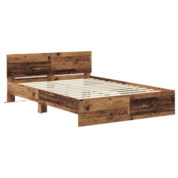 vidaXL Rám postele Staré drevo 120 x 190 cm Kompozitné drevo – Obrázok 5