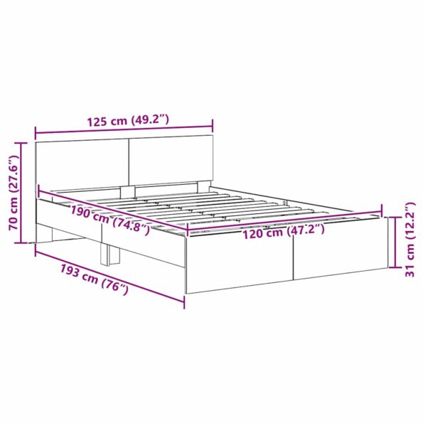 vidaXL Rám postele Čierny dub 120 x 190 cm Kompozitné drevo – Obrázok 12