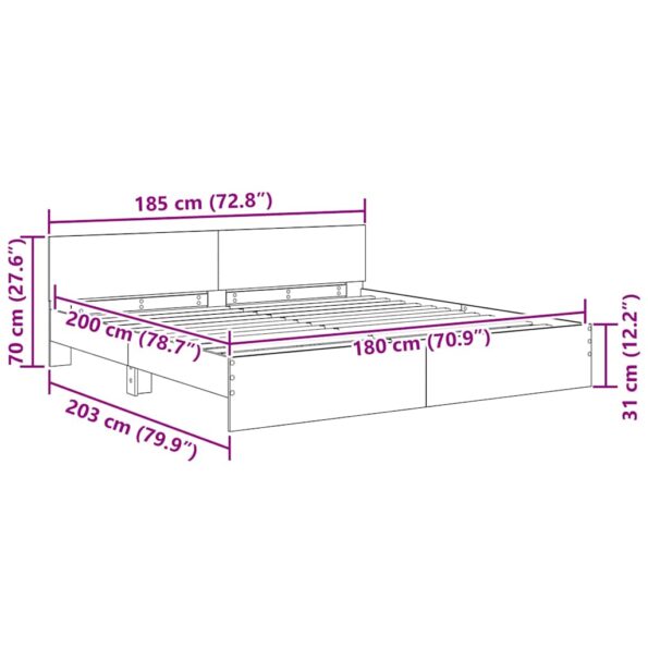 vidaXL Rám postele Remeselný dub 180 x 200 cm Kompozitné drevo – Obrázok 12