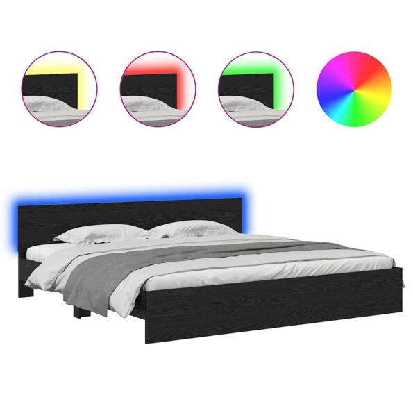 vidaXL Rám postele Čierny dub 180 x 200 cm Kompozitné drevo – Obrázok 2