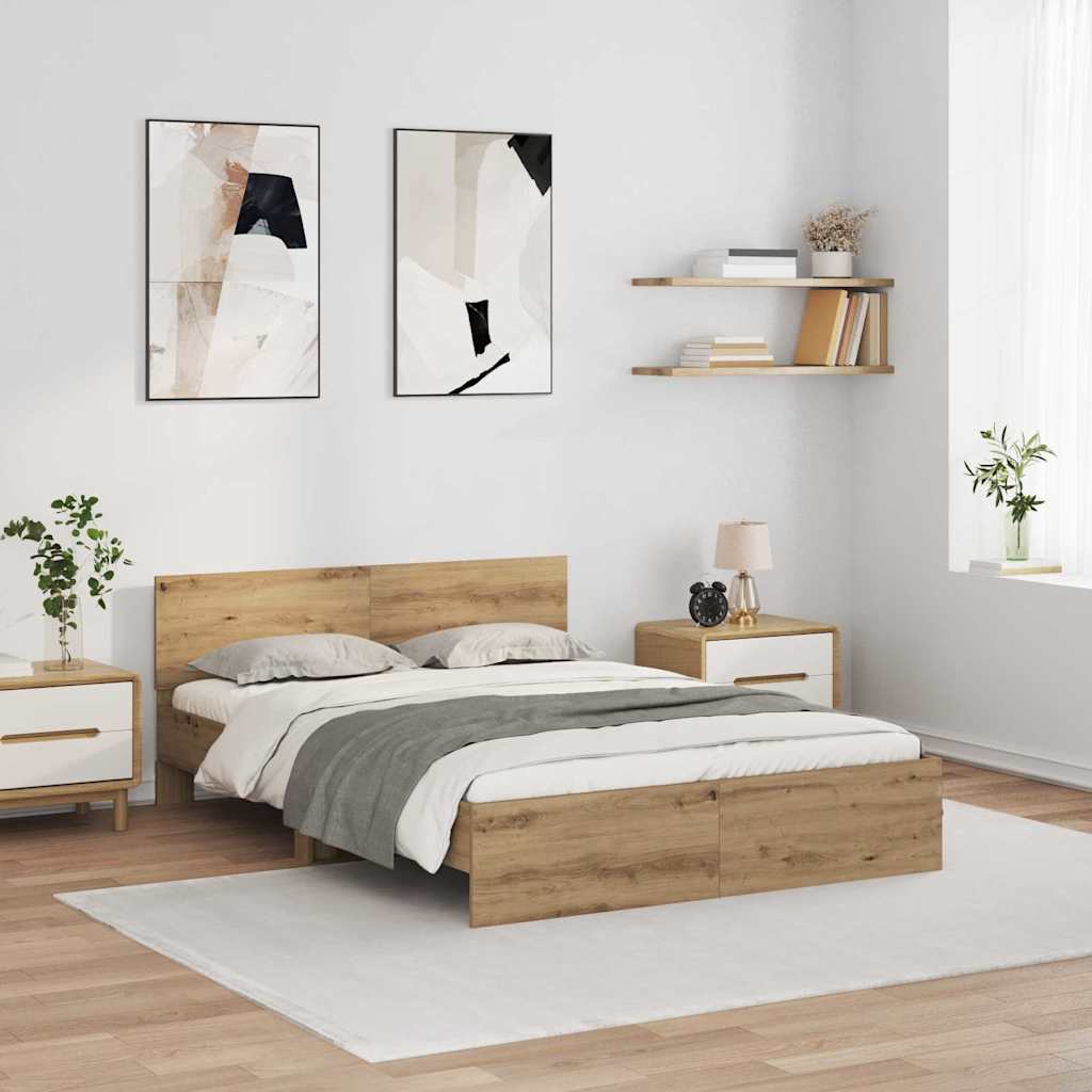 3403599_1.jpg vidaXL Rám postele Remeselný dub 140 x 200 cm Kompozitné drevo – Obrázok 1