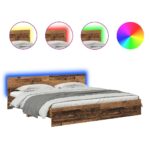 vidaXL Rám postele Staré drevo 200 x 200 cm Kompozitné drevo – Obrázok 2