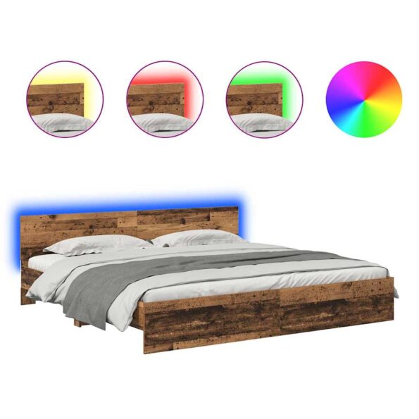 vidaXL Rám postele Staré drevo 200 x 200 cm Kompozitné drevo – Obrázok 2