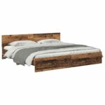 vidaXL Rám postele Staré drevo 200 x 200 cm Kompozitné drevo – Obrázok 3