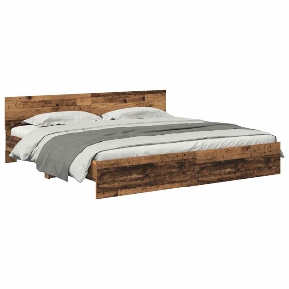 vidaXL Rám postele Staré drevo 200 x 200 cm Kompozitné drevo – Obrázok 3
