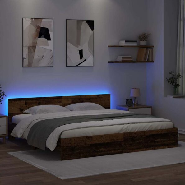vidaXL Rám postele Staré drevo 200 x 200 cm Kompozitné drevo – Obrázok 4