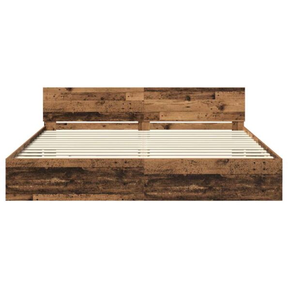 vidaXL Rám postele Staré drevo 200 x 200 cm Kompozitné drevo – Obrázok 6