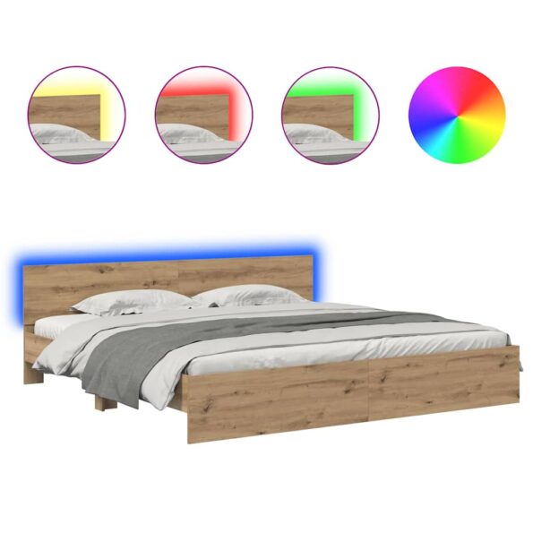 vidaXL Rám postele Remeselný dub 200 x 200 cm Kompozitné drevo – Obrázok 2