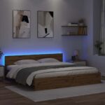 vidaXL Rám postele Remeselný dub 200 x 200 cm Kompozitné drevo – Obrázok 4