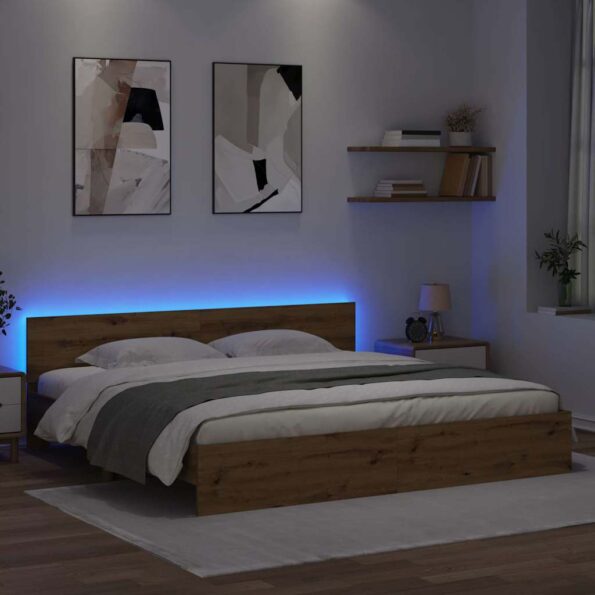 vidaXL Rám postele Remeselný dub 200 x 200 cm Kompozitné drevo – Obrázok 4