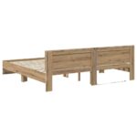 vidaXL Rám postele Remeselný dub 200 x 200 cm Kompozitné drevo – Obrázok 8