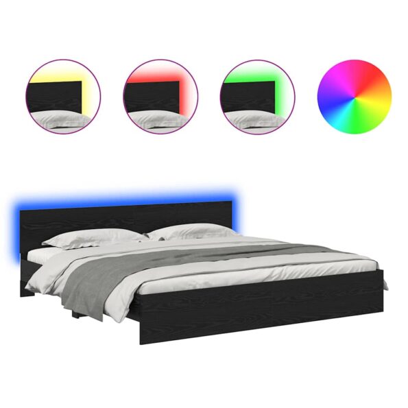 vidaXL Rám postele Čierny dub 200 x 200 cm Kompozitné drevo – Obrázok 2