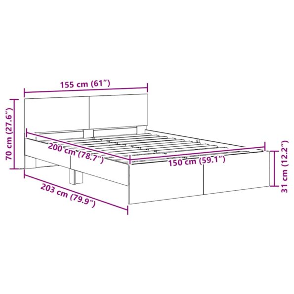 vidaXL Rám postele Staré drevo 150 x 200 cm Kompozitné drevo – Obrázok 12